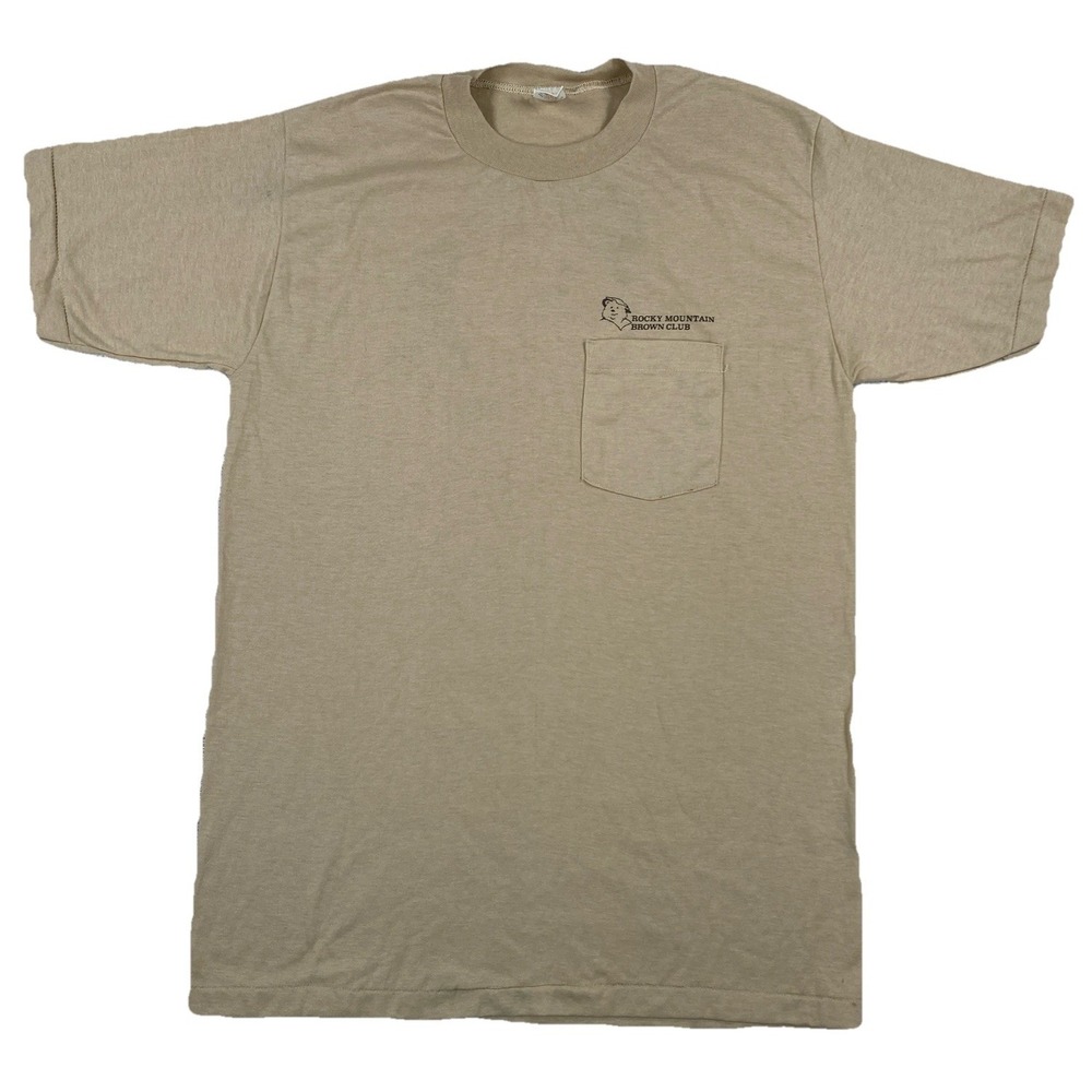 Vintage Rocky Mountain Brown Club Pocket T-Shirt Adult XL Bear Single Stitch